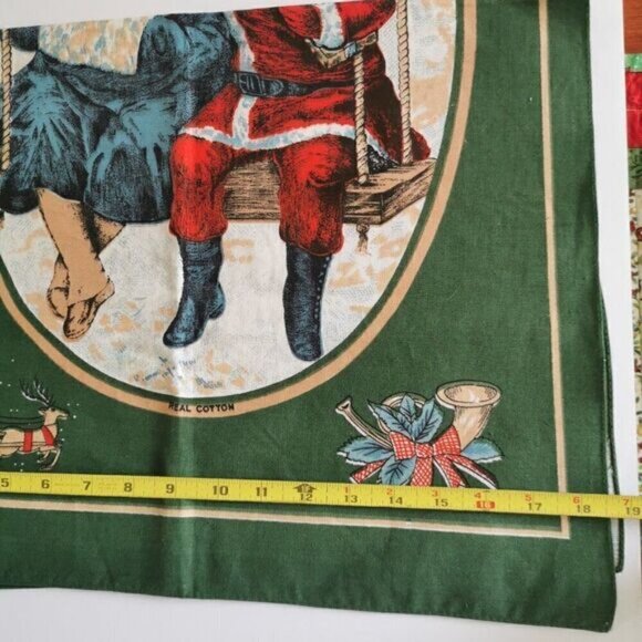 Vintage Christmas Scene Tea Towel, Victorian Children Santa Costume Winter Scene - Picture 6 of 8